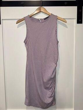 Zara Lavender Gingham Mini Dress